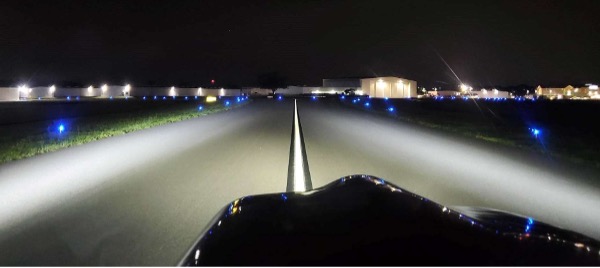 Cockpit perspective: candela is the light thrown where you're pointed. That reach down the centerline is intensity — not total output.